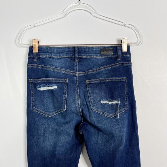 Black Label Button Front Distressed Ripped Skinny Jeans Size 3 Cotton Stretch - Picture 6 of 10